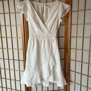 Japna Cotton Eyelet Short Sleeve Wrap Dress - Boho Fairy Cottagecore